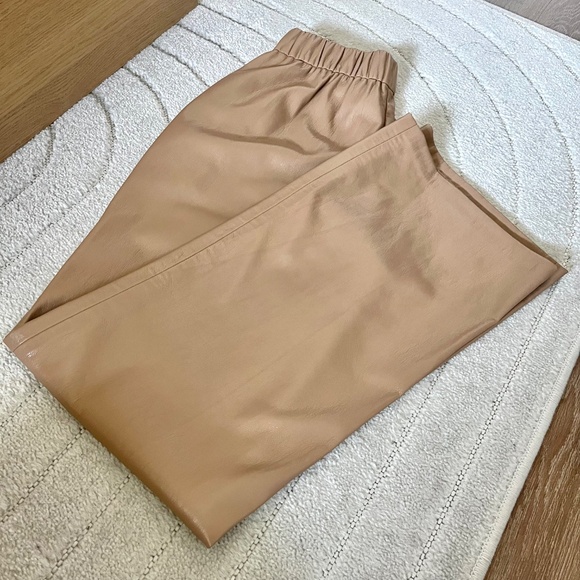 Anine Bing NEW Koa Pant Butterscotch Vegan Leather Wide Straight Leg Pant Sz S - Picture 13 of 13